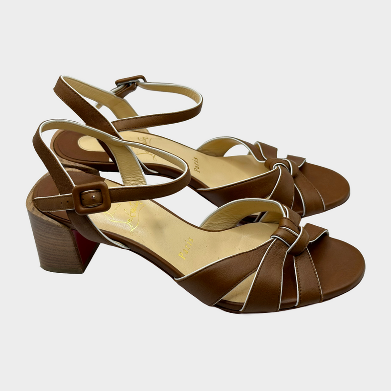 Christian Louboutin brown leather sandals with block heels
