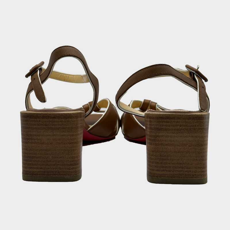 Christian Louboutin brown leather sandals with block heels