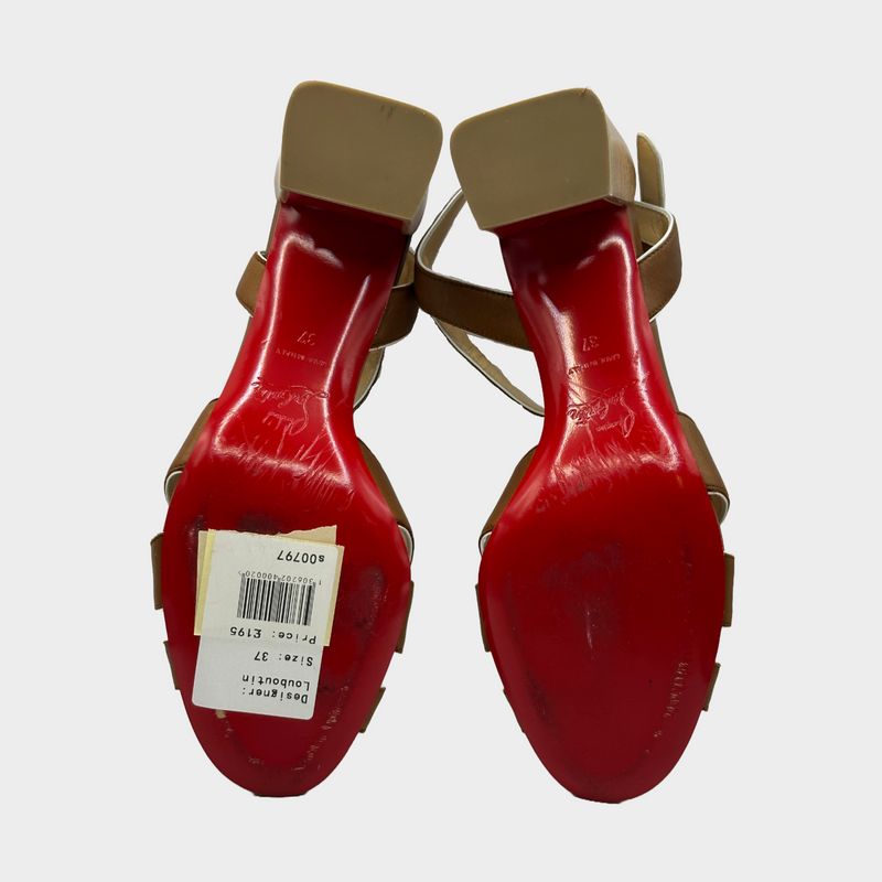Christian Louboutin brown leather sandals with block heels