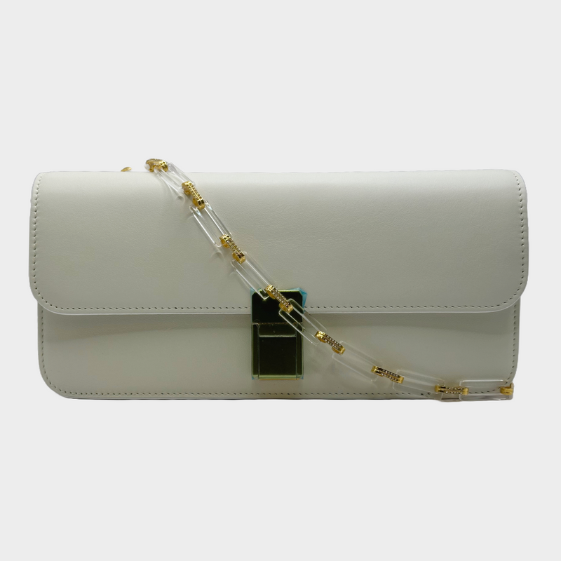 Marina Raphael women's white leather Luna handbag