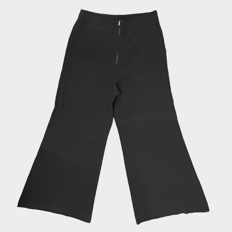 Stella McCartney women's black viscose wide-leg trousers