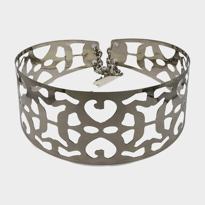 Spina women's silver metal laser cut corset belt