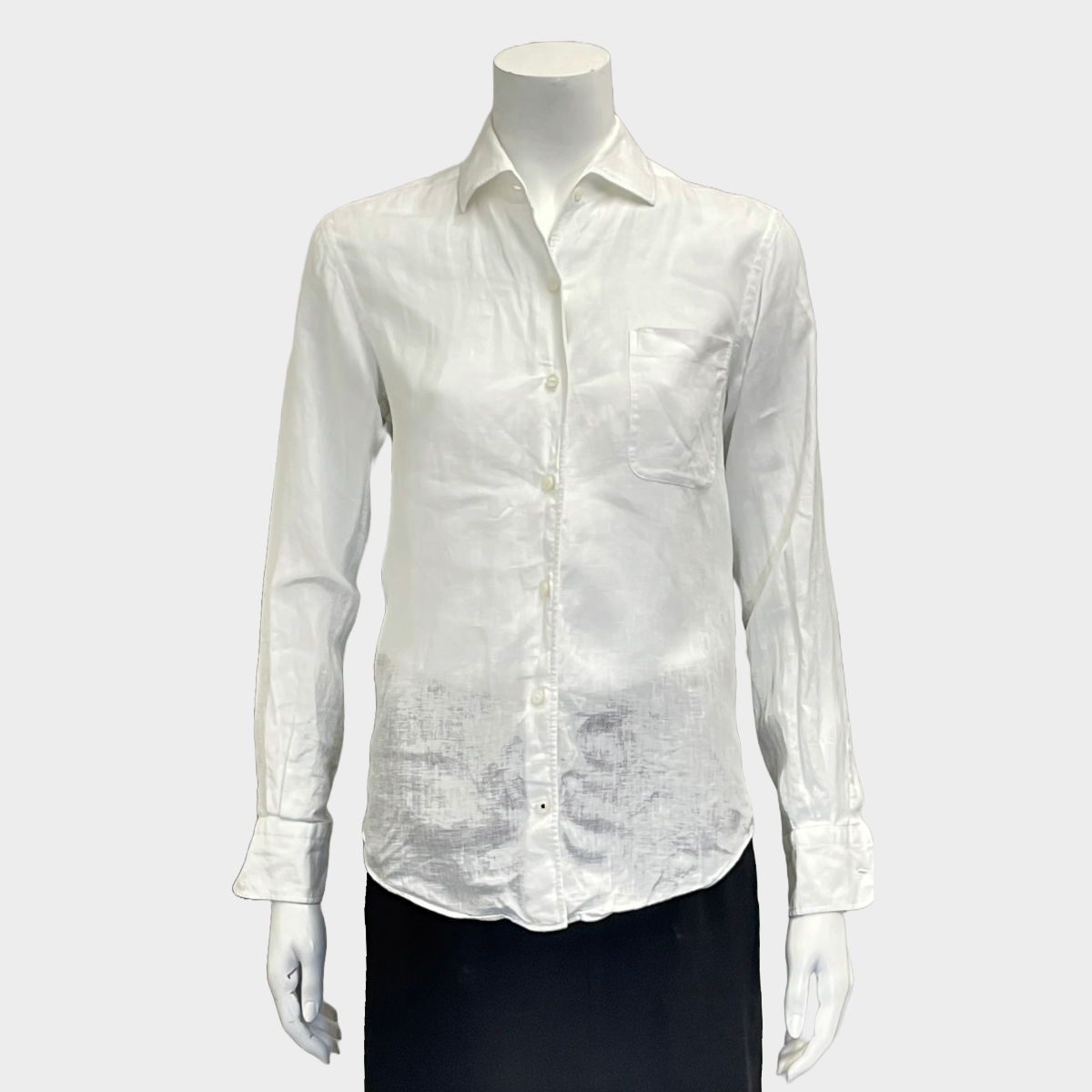 Loro Piana women's white linen long-sleeved shirt – Loop