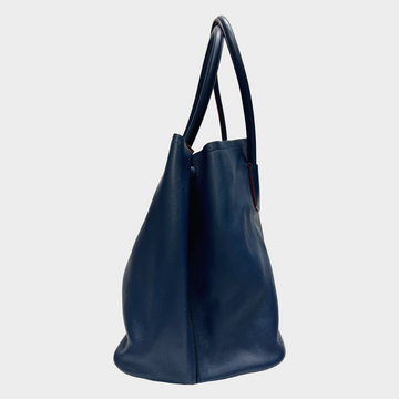Prada blue and red leather saffiano cuir lined leather tote Prada blue and red leather saffiano cuir lined leather tote