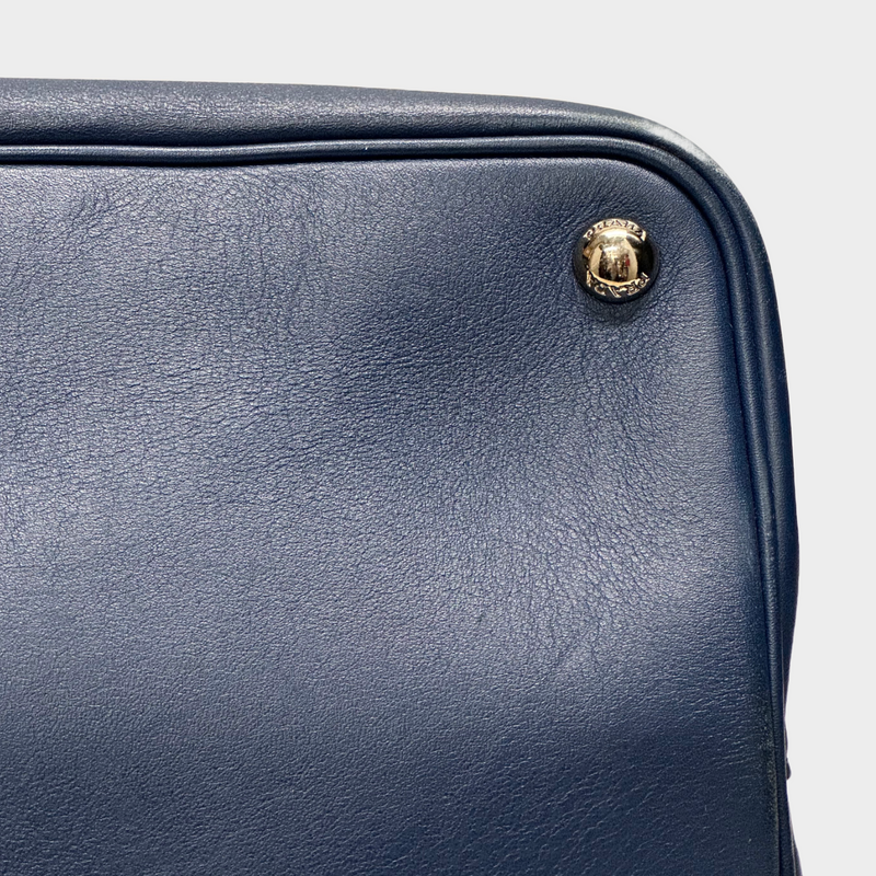 Prada blue and red leather saffiano cuir lined leather tote bag