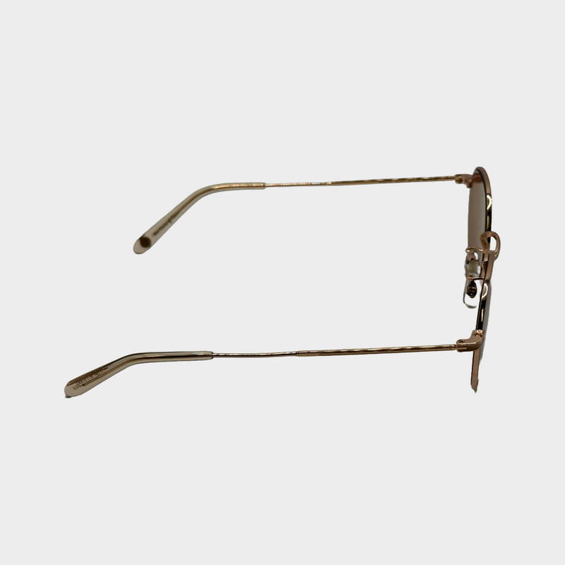 Garrett Leight women's rose gold metal rounded Robson sunglasses