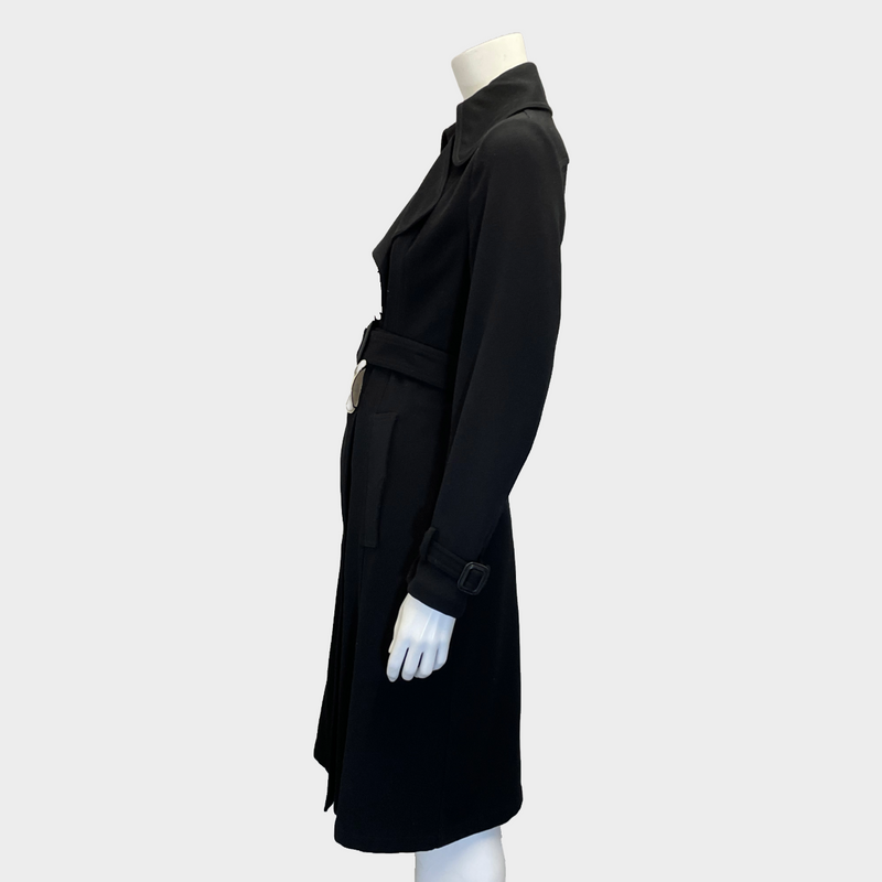 J.W. Anderson black polyester coat with metal flowers buttons