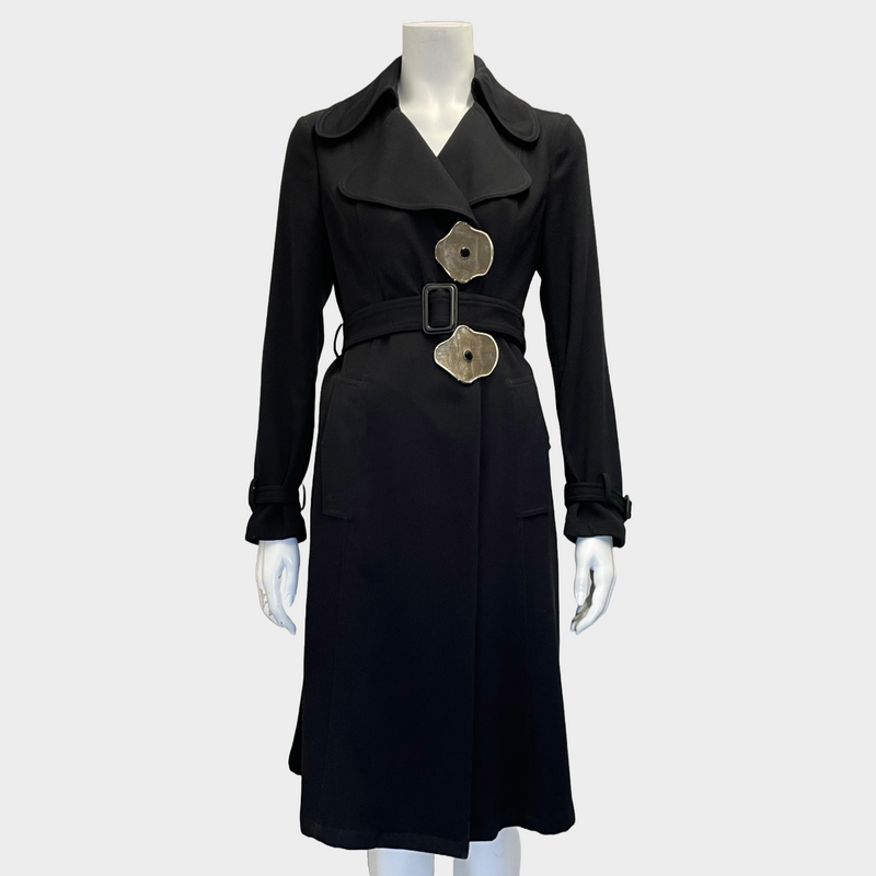J.W. Anderson black polyester coat with metal flowers buttons
