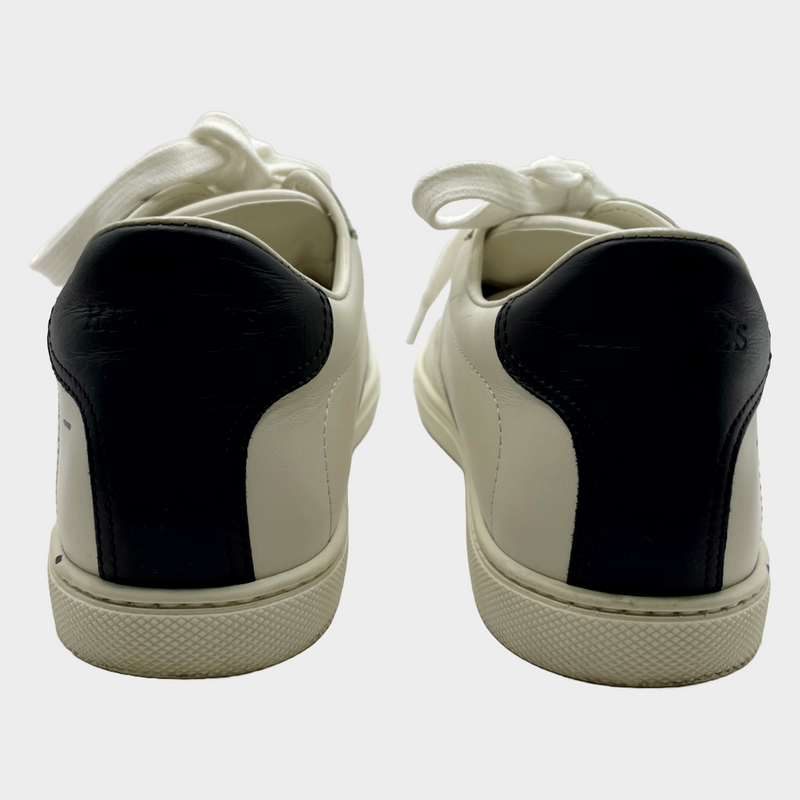 Hermes women's black and white splash print leather sneakers