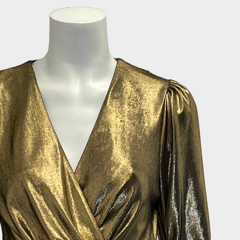 Maria Lucia Hohan gold polyester wrapped effect maxi dress