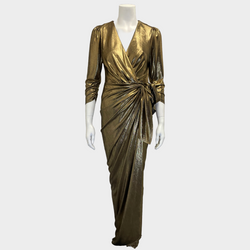 Maria Lucia Hohan gold polyester wrapped effect maxi dress
