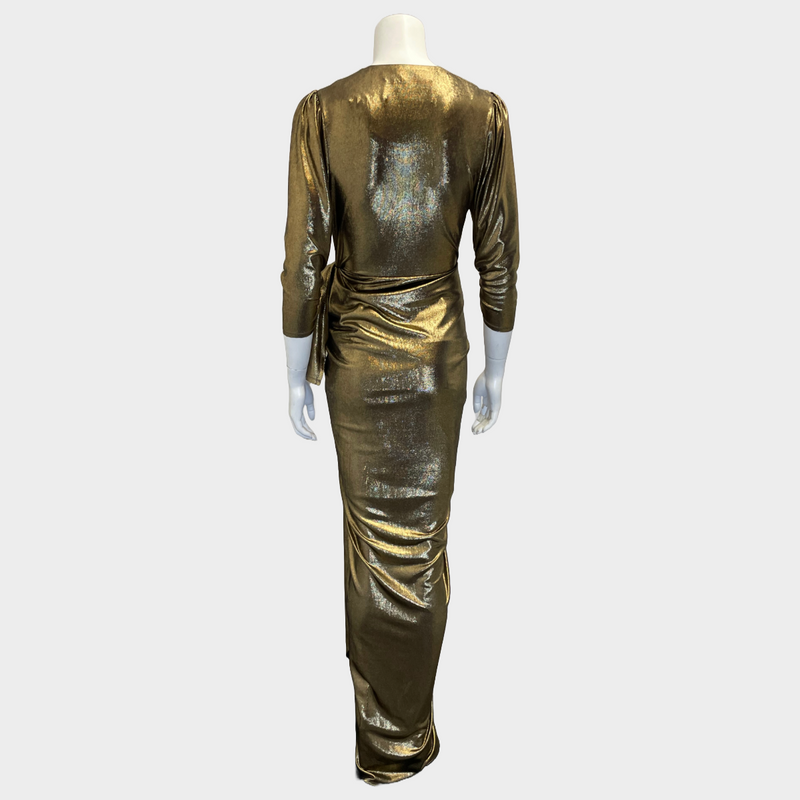 Maria Lucia Hohan gold polyester wrapped effect maxi dress