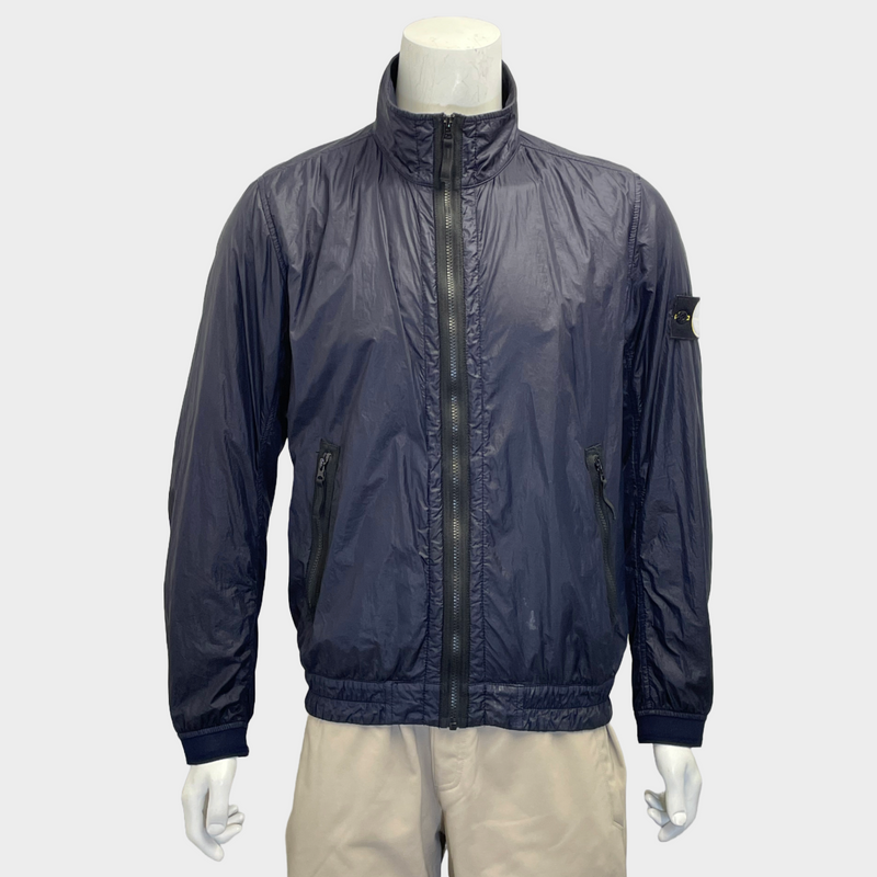 Stone Island men's navy polyamide full zip windbreaker jacket