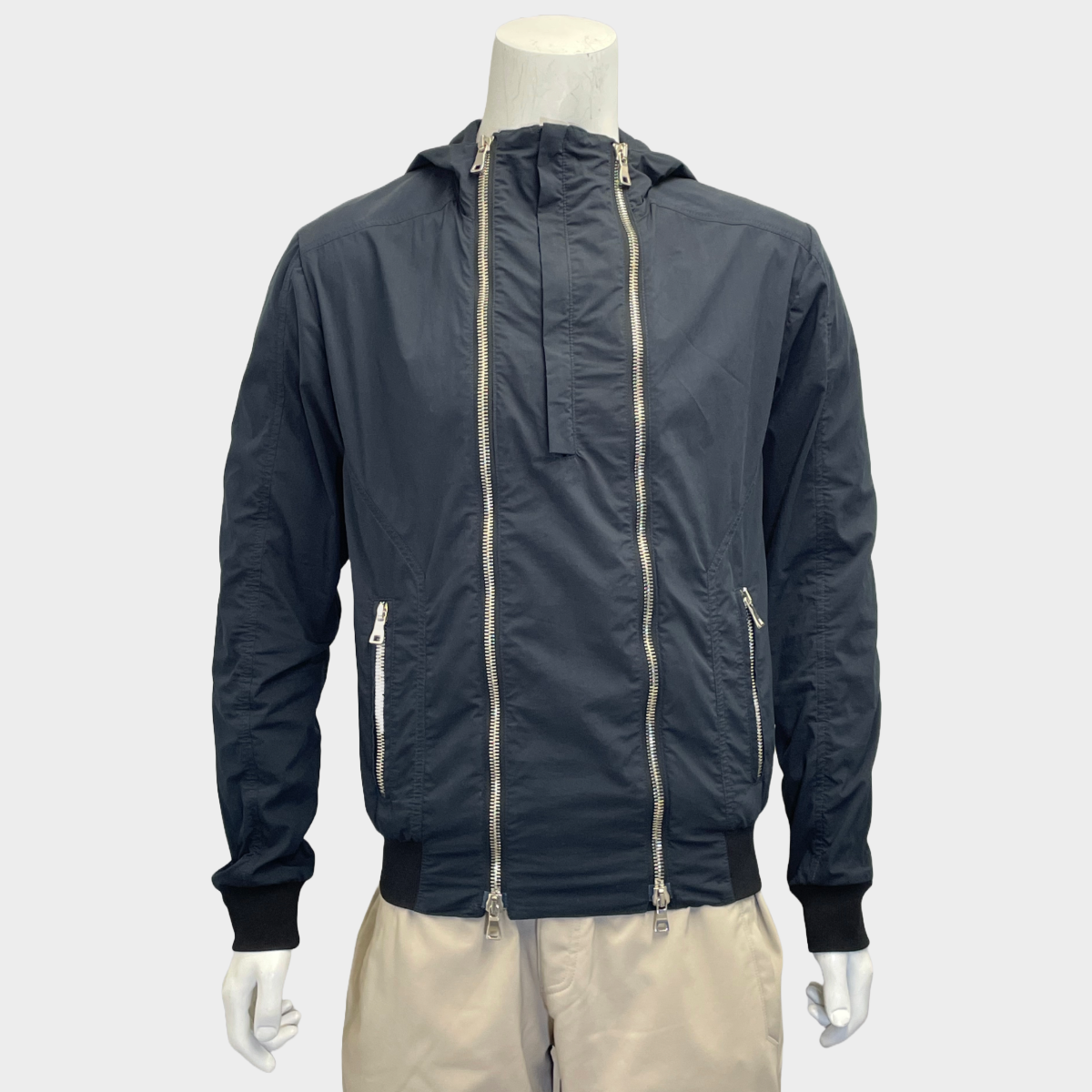 Balmain men's black polyester double zip rain jacket – Loop Generation