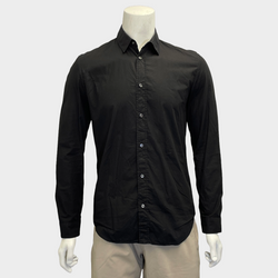 Margiela men's black cotton button-up long-sleeve fitted shirt