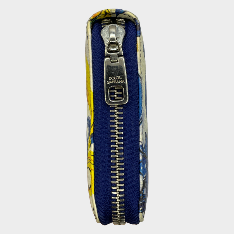 Dolce&Gabbana yellow and blue amalfi print leather wallet