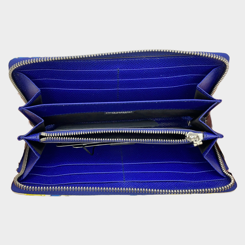 Dolce&Gabbana yellow and blue amalfi print leather wallet