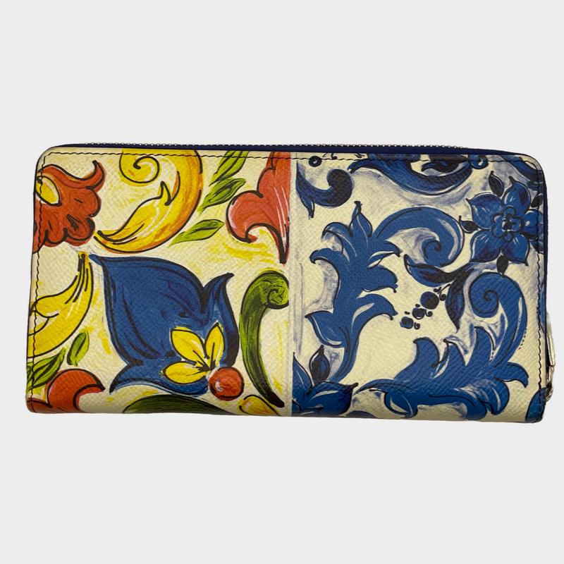 Dolce&Gabbana yellow and blue amalfi print leather wallet