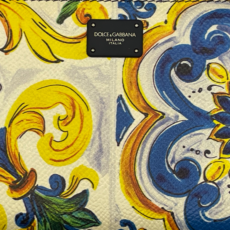 Dolce&Gabbana yellow and blue amalfi print leather wallet
