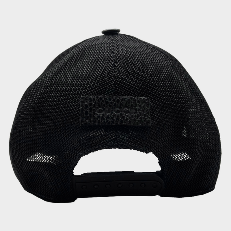 Gucci men's black mesh monogram baseball cap