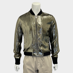 Versus Versace men's gold metallic silk bomber jacket