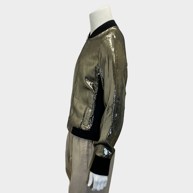 Versus Versace men's gold metallic silk bomber jacket