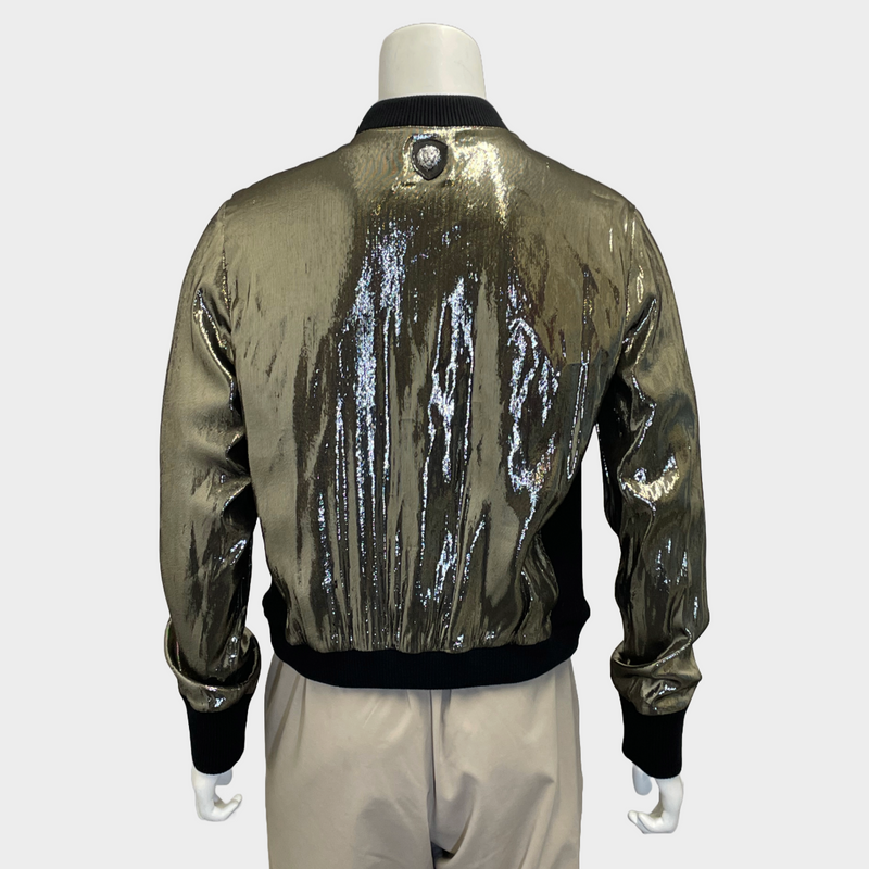 Versus Versace men's gold metallic silk bomber jacket