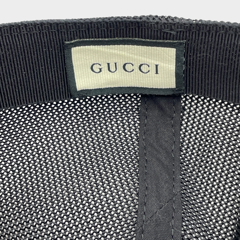Gucci men's black mesh monogram baseball cap