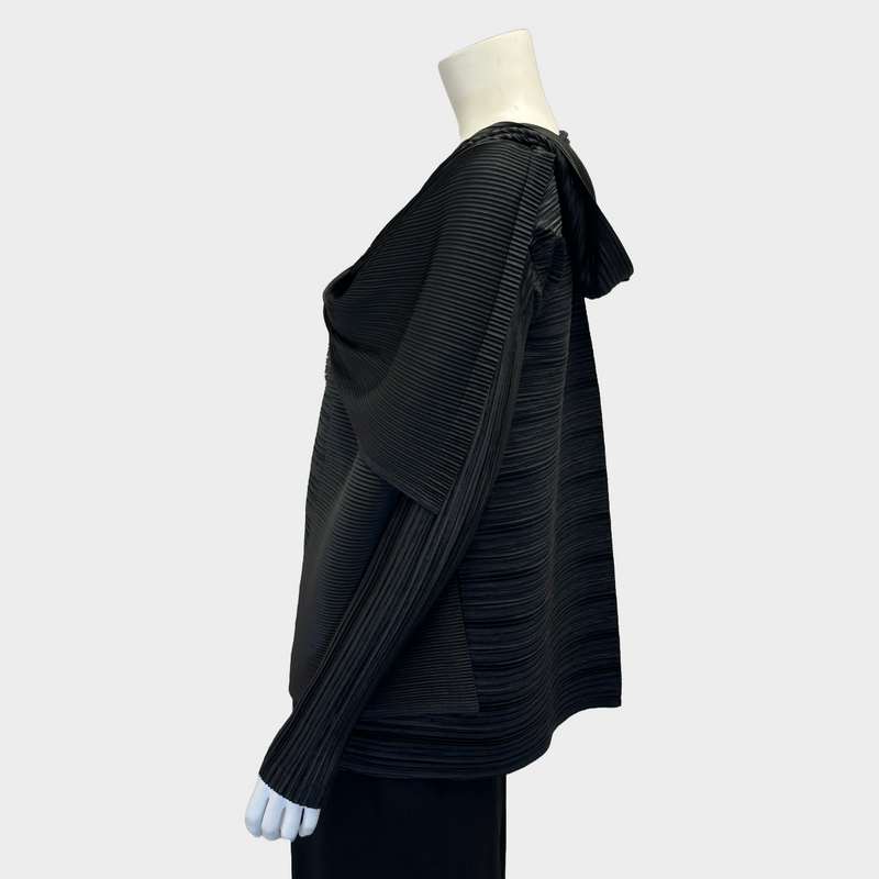 Issey Miyake women's black polyester pleated cardigan