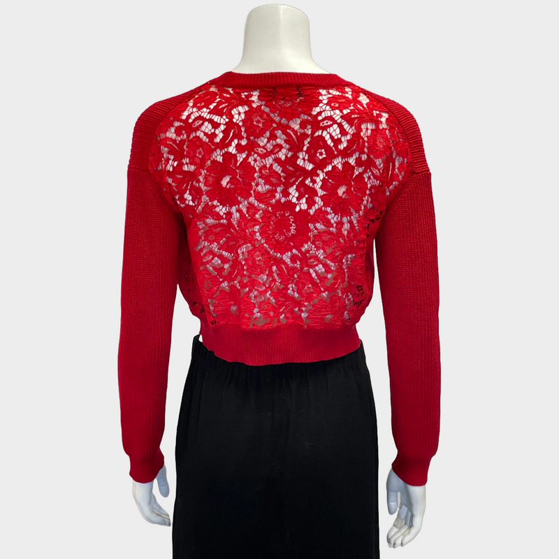 Valentino women's red cropped jumper with lace back