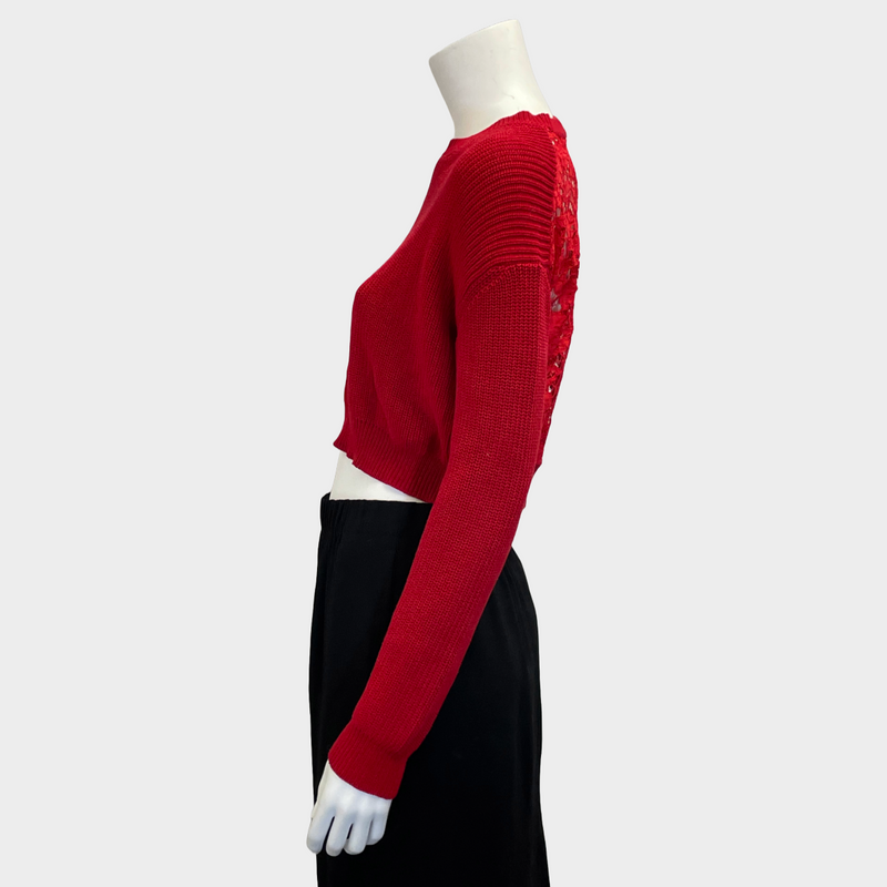 Valentino women's red cropped jumper with lace back