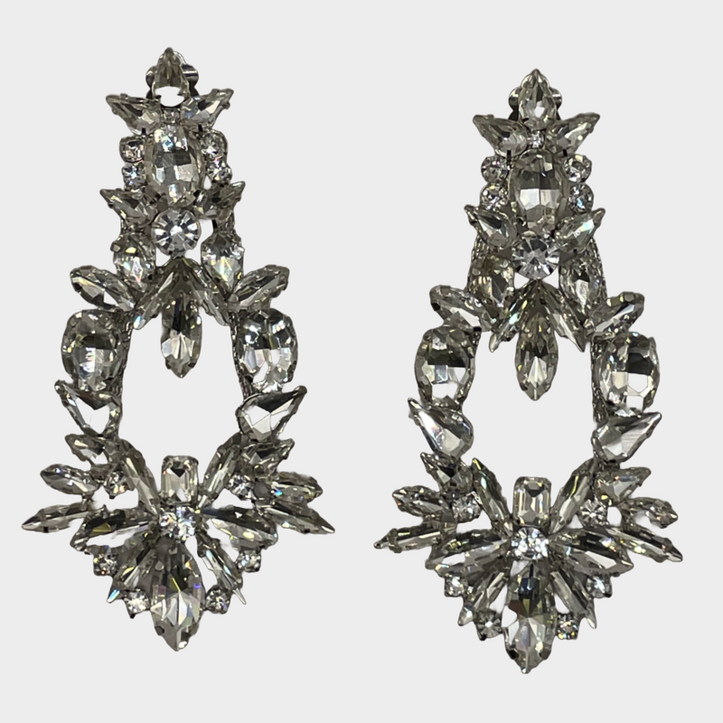 Laurence Coste silver crystal clip-on earrings