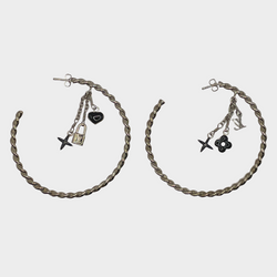 Louis Vuitton Silver Hoop Earrings With Charms