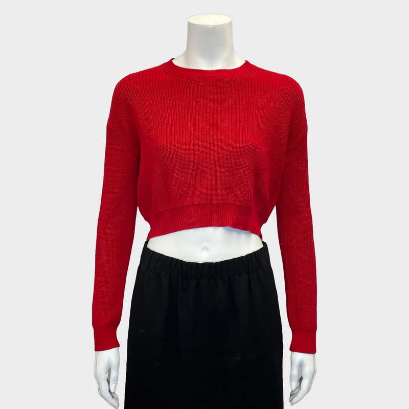 Valentino women's red cropped jumper with lace back