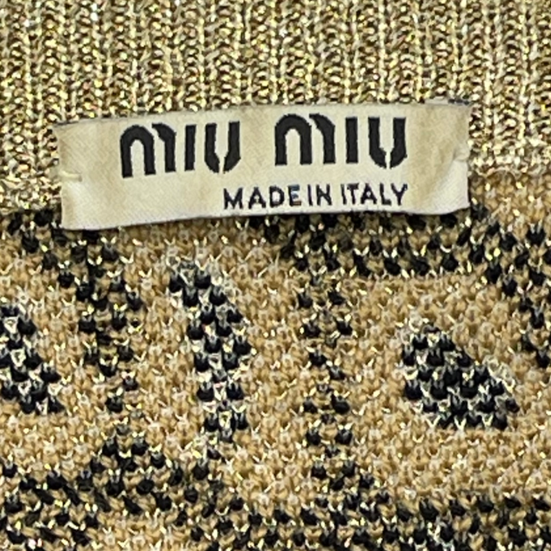 Miu Miu women's black and gold sparkly virgin wool animal print knitted cardigan