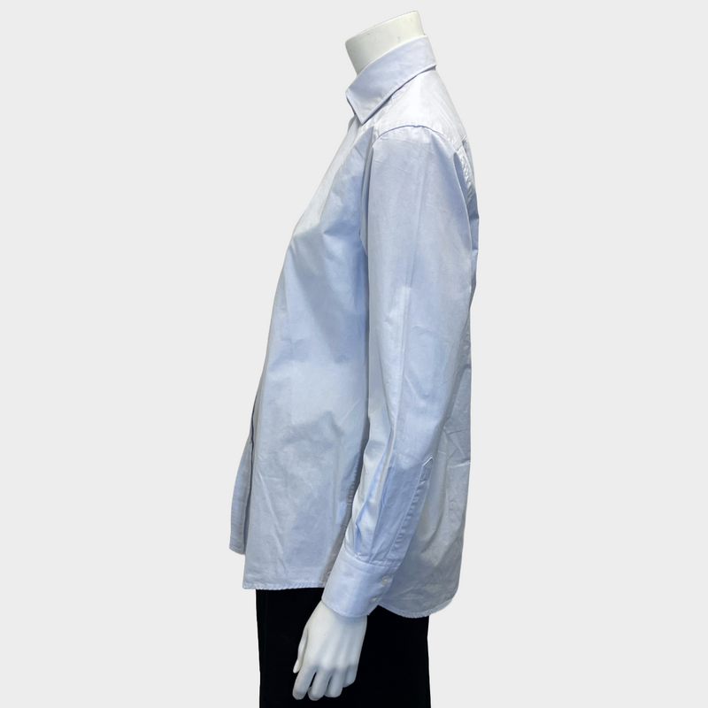 WNU women's baby blue cotton boyfriend style buttoned shirt
