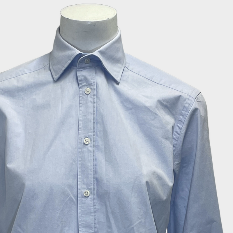 WNU women's baby blue cotton boyfriend style buttoned shirt