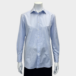 WNU women's baby blue cotton boyfriend style buttoned shirt