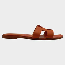 Hermes women's orange sunset leather "Oran" sandal