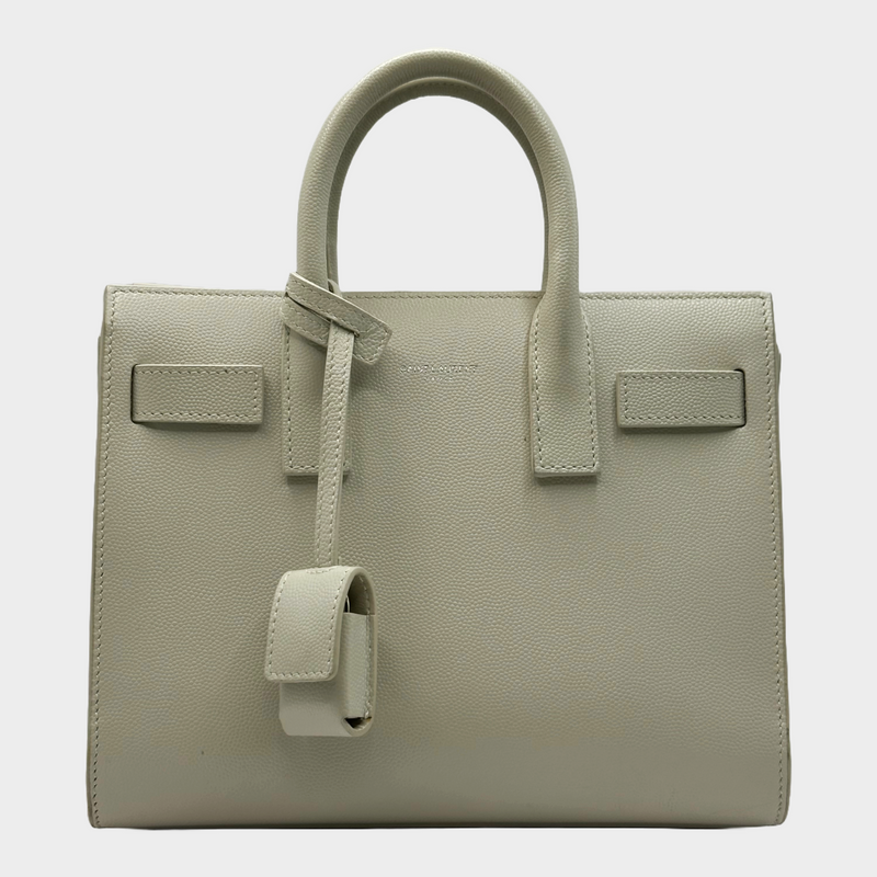 Saint Laurent ecru grained leather sac de jour nano bag
