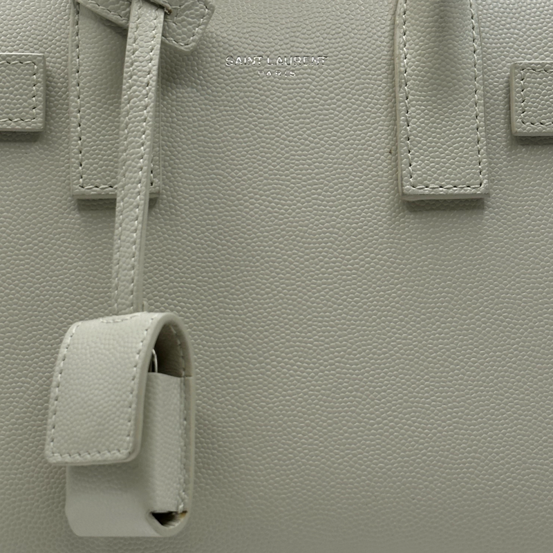 Saint Laurent ecru grained leather sac de jour nano bag