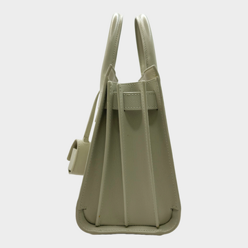 Saint Laurent ecru grained leather sac de jour nano bag