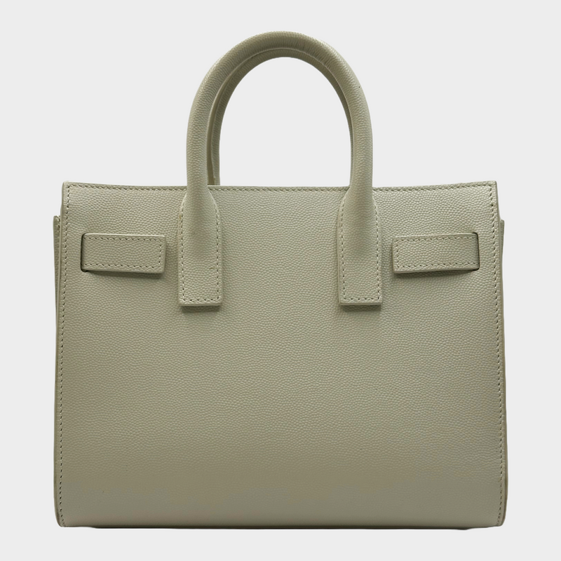 Saint Laurent ecru grained leather sac de jour nano bag