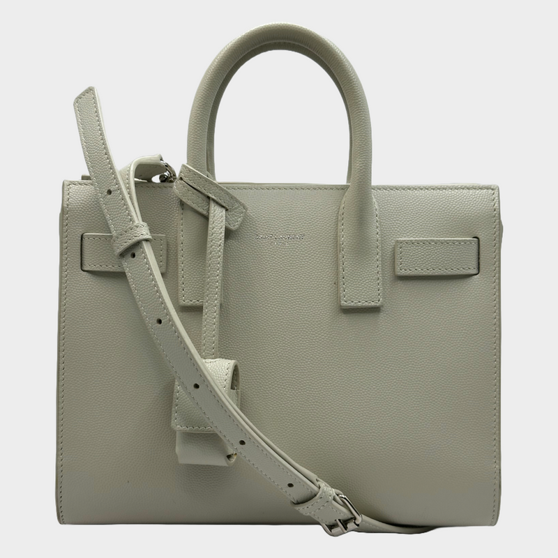 Saint Laurent ecru grained leather sac de jour nano bag