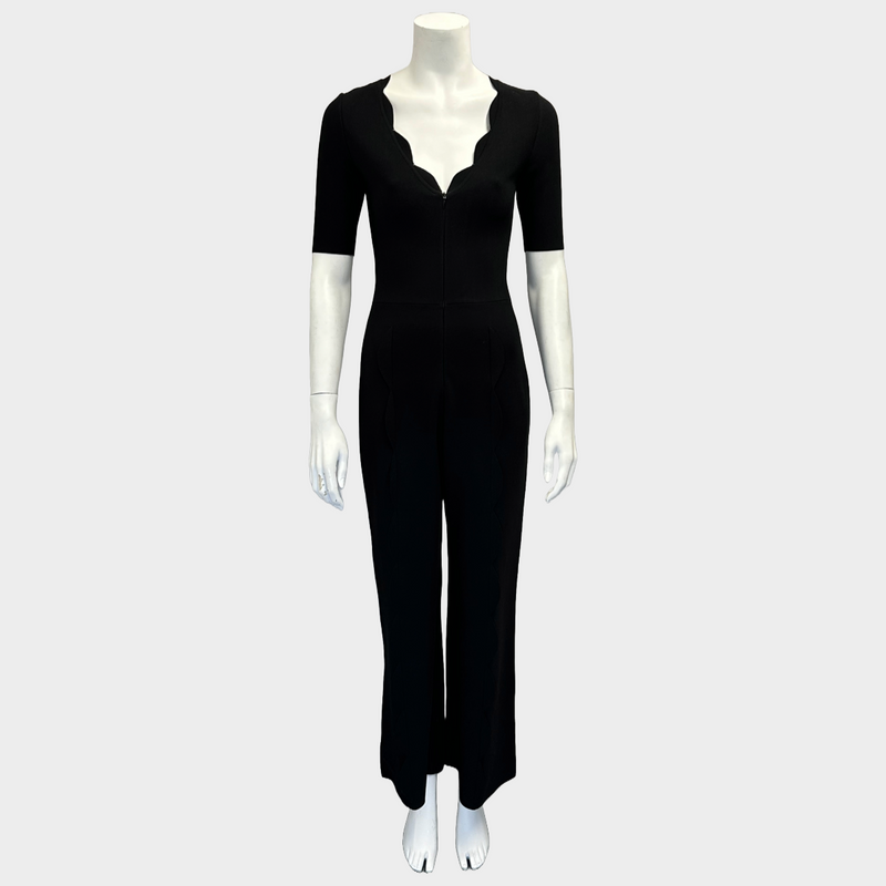 Alaia women's black viscose wide leg zipped jumpsuit