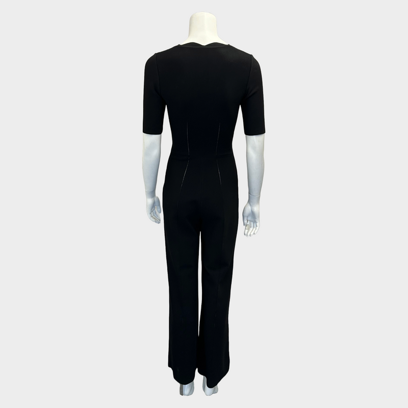 Alaia women's black viscose wide leg zipped jumpsuit