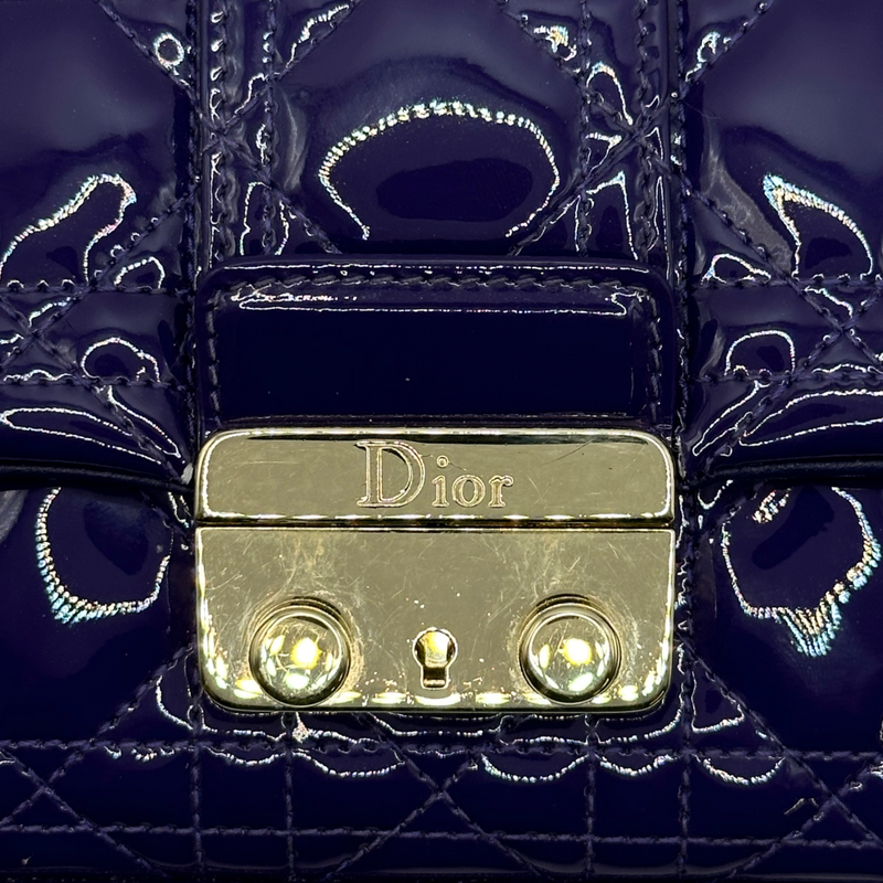 Christian Dior purple quilted patent leather Diorama crossbody bag