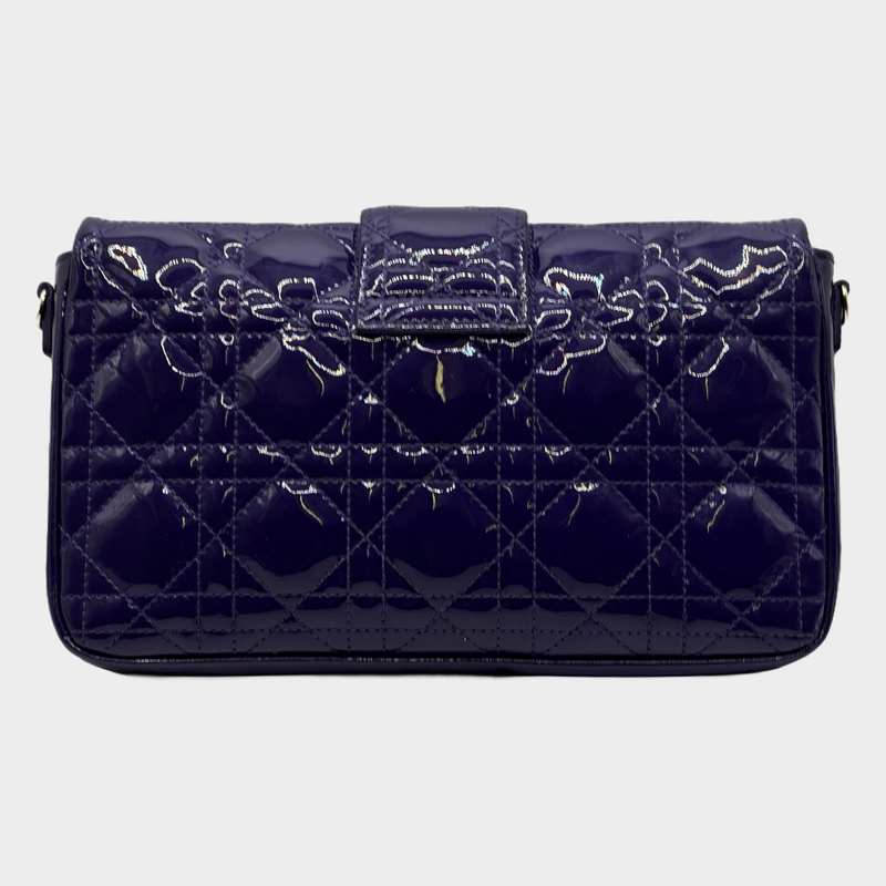 Christian Dior purple quilted patent leather Diorama crossbody bag