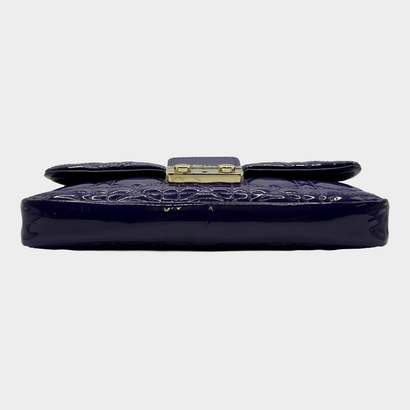 Christian Dior purple quilted patent leather Diorama crossbody bag