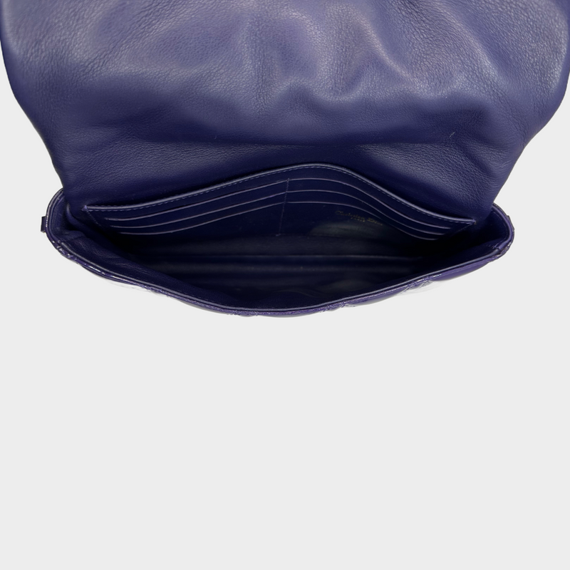 Christian Dior purple quilted patent leather Diorama crossbody bag
